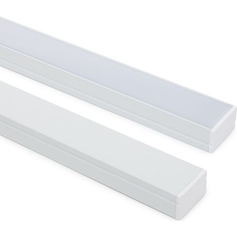 Perfil Aluminio Superficie para Tiras LED hasta 20 mm con Tapa Continua Blanco 2 m Blanco traslúcido