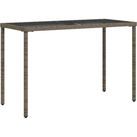 Gartentisch mit Glasplatte Grau 115x54x74 cm Poly Rattan vidaXL