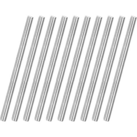 Confezione da 10 barre filettate M6 x 100 mm in acciaio inox 304, filettatura destrorsa, per bulloni di ancoraggio/morsetti/staffe di fissaggio per mobili, viti con filettatura metrica