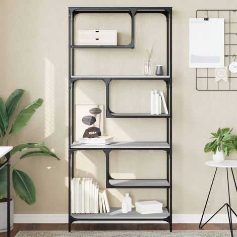 Estantería madera de ingeniería gris 81x36x176 cm