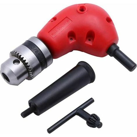 Embout de Perceuse à Angle Droit de 0,8 à 10 mm Avec Tige Ronde à 90 Degrés Accessoire D'angle Mandrin à Trois Mâchoires Outil de Réparation Avec Tige de 9,5 mm DZ04B (1/4)