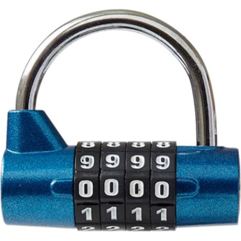 Cadenas à combinaison à 4 chiffres pour casier scolaire, salle de sport, boîte à outils, étui, rangement à moraillon (anse bleue) (1/5)