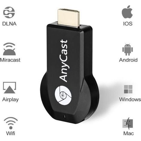Clé HDMI TV AnyCast Plus 1080P 3D WiFi Mini récepteur sans fil avec récepteur d\'affichage pour IOS pour iPhone iPad