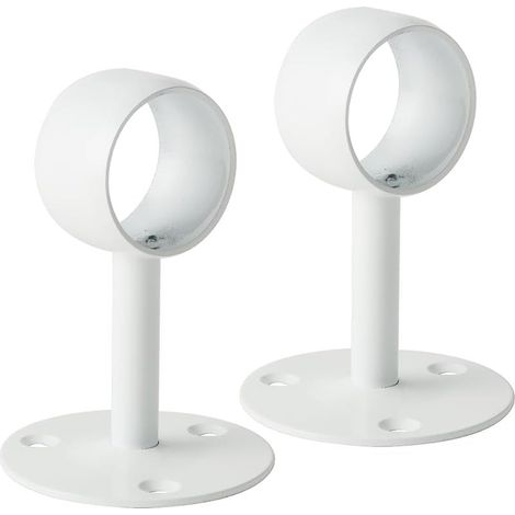 Support Tringle Rideau Plafond en Acier Inoxydable, Support Tringle Penderie pour Tube de rond Ø 38 mm, Blanc Brillant 2 Pcs, EFL6038W-2P (1/5)