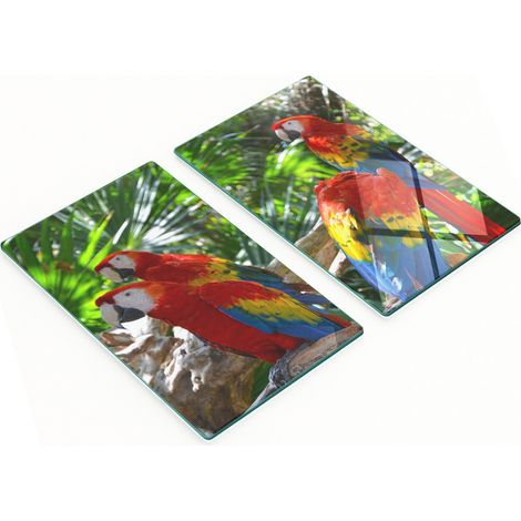 Tablas de vidrio decorativas multifuncionales para cocina con diseño de guacamayos y loros, 2x30x52 cm. (1/5)