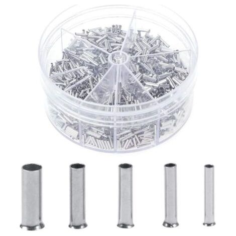BUNTHAUS Distributeur d'embouts de câble, non isolé, jeu d'embouts de câble, assortiment de gaines de câble 0,5/0,75/1,0/1,5/2,5 mm² 1900 pièces (1/5)