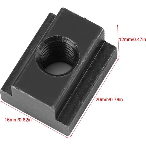 5 pièces Écrous à rainure en T finition oxyde noir filetage M8/10 pour tables de machines-outils (M8) (1/5)