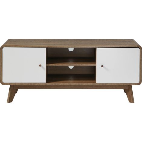 CALICOSY - Meuble TV 2 Portes et 2 Niches L129 cm - ALBURA (1/5)