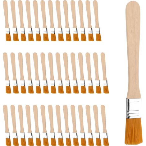 42PCS Pinceaux Plats, Petit Pinceau pour Peinture, Vernis, Colle et Bricolage, Set Pratique en Bois pour Travaux Créatifs, Finitions, Retouches, Loisirs Manuels et Décoration (1/5)