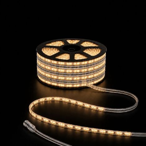 Ruban LED Tunnel 50M 2835 220V AC 9W/m IP65 120 LED/m - Raccordable 250M - Blanc Chaud 2300K - 3500K - SILAMP (1/2)