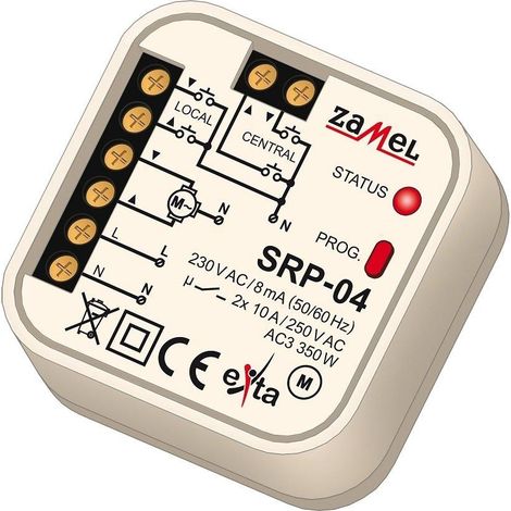 ZAMEL SRP CONTRÔLEUR 04 UNIVERSEL 230 V VOLETS ROULANTS STORES ENCASTRÉ ÉMETTEUR RADIO SRP-04