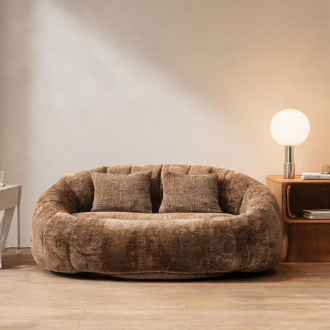 Pouf bean bag 2 places en chenille avec dossier haut 145 cm (1/5)