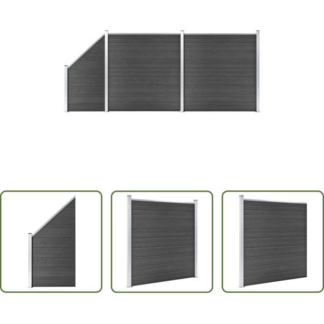 vidaXL WPC-Zaun - Zaunelement Set WPC 446x(105-186) cm Schwarz (1/5)