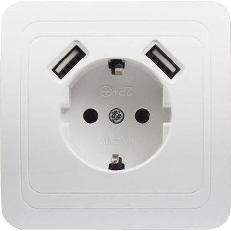 Prise murale universelle pour téléphone, Double Port USB 5V, 2A,Mur européen standard allemand (1/5)