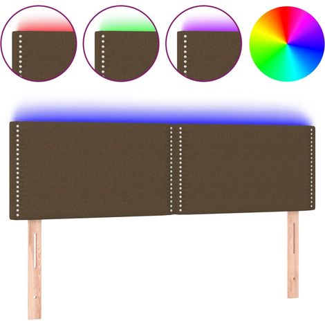 Maison Exclusive - Cabecero con LED de tela marrón oscuro 144x5x7 (1/5)
