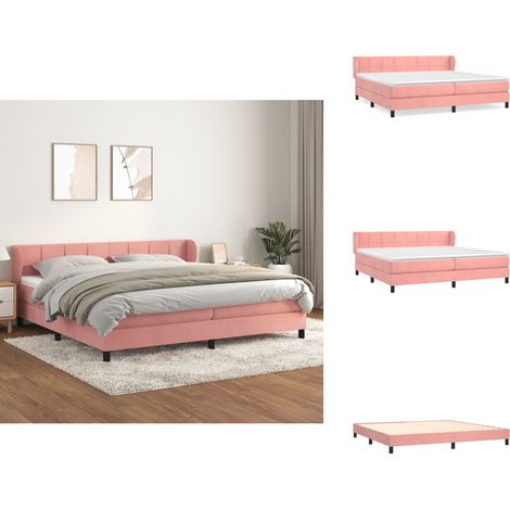 Sommier à lattes de lit avec matelas Rose 200x200 cm Velours - Lit Double - Lit Rose - Lit Velours - Lit Design - Literie (1/5)