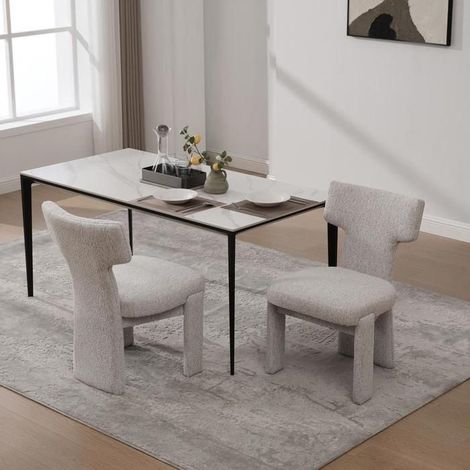 Fauteuil - KOMHTOM - 64x56x86 cm - Lot de 2 - Sans accoudoirs - Assise en chenille (1/5)