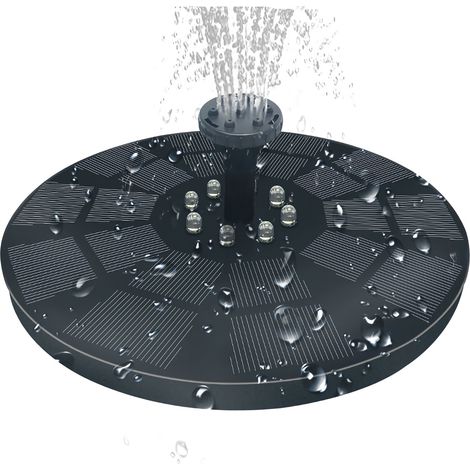 Fontaine Solaire 3W Fontaine Solaire Exterieure de Jardin, Fontaine Solaire Extérieur avec 7 Buses, Pompe Bassin Solaire pour Bain d'oiseaux, Étang, Piscine, Patio, Décoration de Jardin