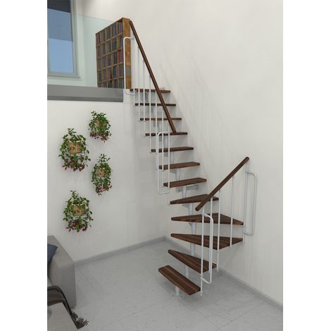 Minka Mittelholmtreppe Joker Turn 35 - 304cm Geschosshöhe Walnuss Weiß