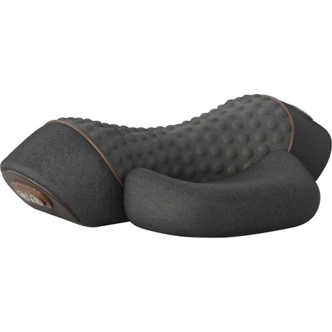 Elektrisches Nackenmassagekissen mit Wärmevibrationen, Shiatsu-Massagegerät zur Schmerzlinderung, orthopädisches Nackenkissen, dreiteiliges AquaForge-Design.