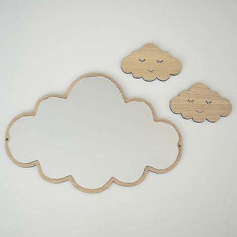 Miroir décoratif en bois compatible avec la décoration murale pour enfants, motif dessin animé, compatible avec la maison (1/5)