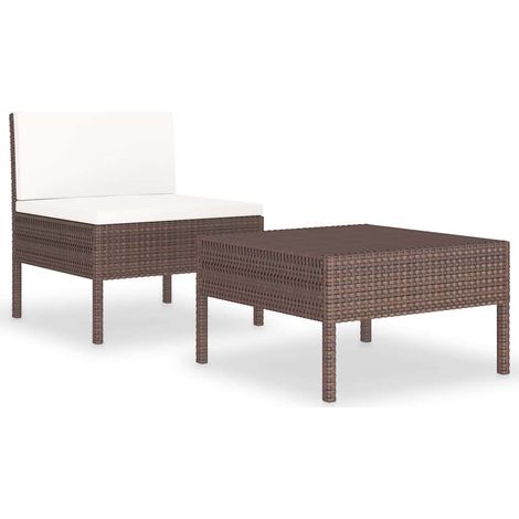 Maison Exclusive - Set Divani da Giardino 2 pz con Cuscini in Polyrattan Marrone (1/5)