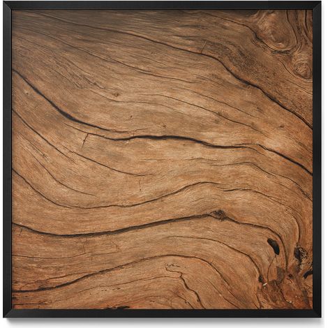 Tableau Magnétique en Métal pour Aimants - Motif Texture bois craquelé - Minimaliste - Cadre Noir - 50x50 cm - Tableau Métallique Aimanté