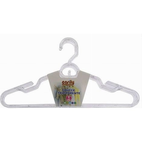 Trade Shop - Set 4 Grucce Stampelle Plastica Trasparente Appendiabiti Vestiti Pantaloni 87003 - (1/2)