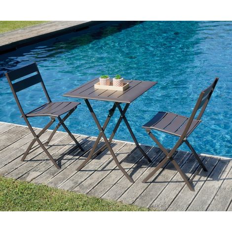 Tavolo con piano a doghe in alluminio, pieghevole chocolate 60x60 cm MALIGI HOME MG/ORCHIDEA Alluminio - Chocolate (1/3)