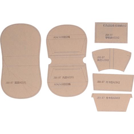 Modèle de patron à faire soi-même pour portefeuilles en cuir, portefeuilles en acrylique et sacs à main faits main. (1/5)