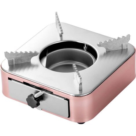 Poêle à alcool portable en acier inoxydable mini pour camping, pique-nique et extérieur, couleur or rose (1/5)