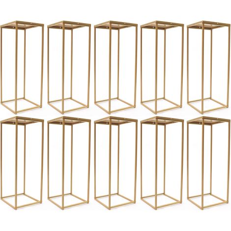 10pcs Gold Metal Flower Pots Wedding Flower Pots Wedding Plants Flower Floor Vase Column Display Removable Geometric Vase (1/5)