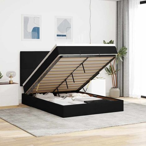 vidaXL Cadre de lit ottoman avec matelas noir 140x190 cm velours (1/5)