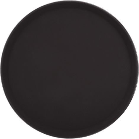 Plateau rond en plastique noir 28 cm pour service de thé, fruits, bonbons et aliments (1/5)