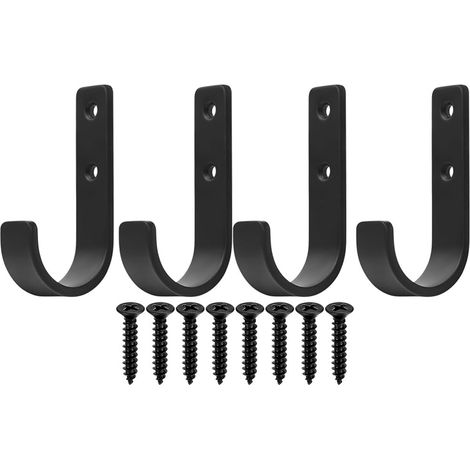 Crochets muraux pour charges lourdes Set de crochets en J pour garage, vélo, outils de jardinage, outils & penderie - Montage mural robuste avec support (110mm/4.33in/4pcs) (1/5)