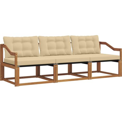 Ensemble de canapés d'extérieur 3 pcs Salon de jardin Naturel et Beige (1/5)