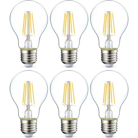 6er-Pack LED-Lampen, Edison-Schraubsockel E27, 4 W (entspricht 40 W), transparenter Glühfaden, nicht dimmbar