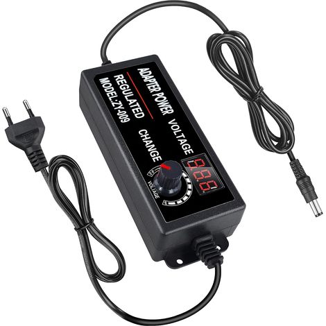Adaptateur Secteur Universel Réglable 3V-24V 2A 48W, Alimentation Universelle AC/DC Avec Écran LED, Adaptateur de Courant Ajustable pour LED, Routeur, Imprimante 3D, Électronique Maison (1/5)