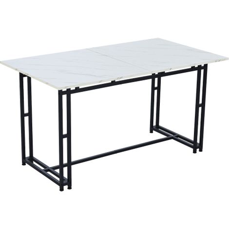 Mesa de Comedor de Lujo Ligera de 120x70 cm, (1-St), Mesa de Comedor Rectangular con Estructura de Metal en Mesa de Cocina Moderna con Patas de Metal para Comedor, Sala de Estar, Patas de Mesa Negras (1/5)