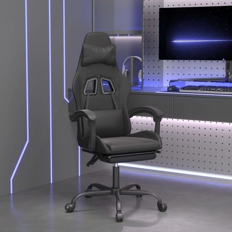 Chaise de jeu avec repose-pied Noir Similicuir