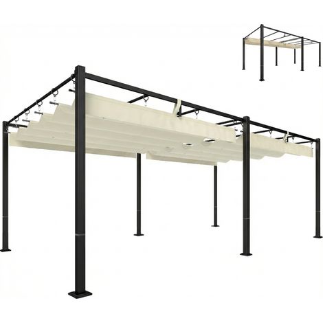 Pergola jardin 570x295x221 cm, toit rétractable, solution pratique (1/5)