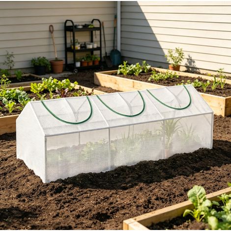 Serre compacte modulaire 180 x 60 x 60 cm en acier et plastique, blanche HAVRYA (1/5)