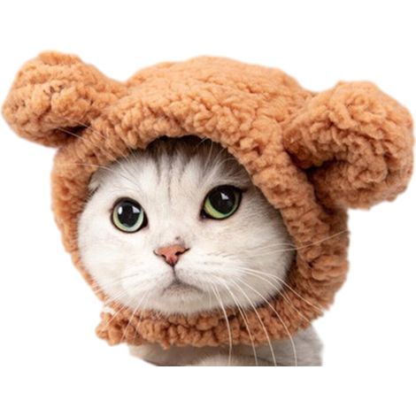 Cappellino con orecchie da orsetto per cani e gatti, 2 pezzi - marrone