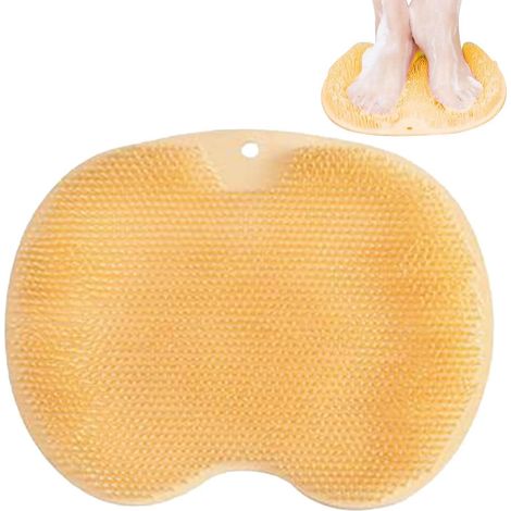 Tapis de massage pour les pieds et le dos, tapis de douche, tapis antidérapant (avec ventouses et blocs de massage) jaune (1/4)