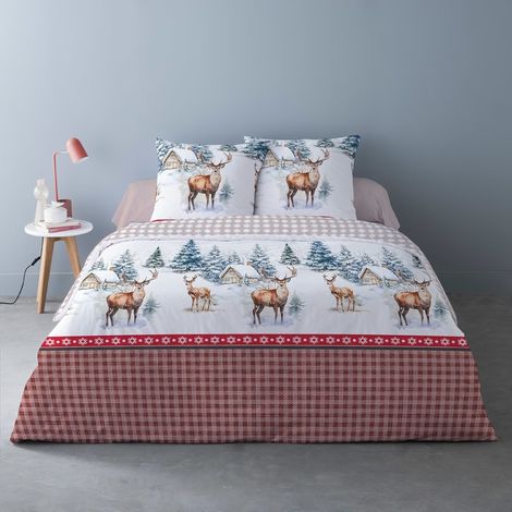 Housse de couette 240x220 + 2 taies flanelle 100% coton
