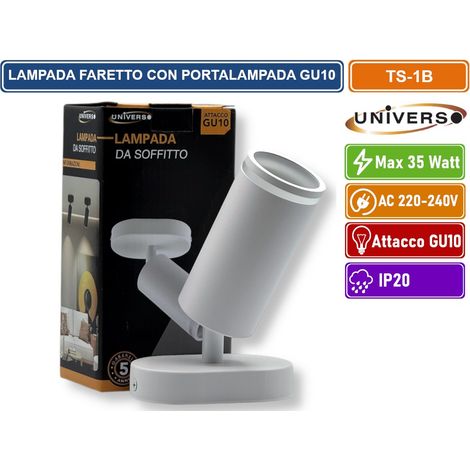 UNIVERSO TS-1B PORTAFARETTO DA MURO CON PORTALAMPADA ATTACCO GU10 APPLIQUE COLORE BIANCO (1/5)