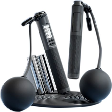 Corde À Sauter Sans Fil - Poignées Poids - Compteur Intelligent Calories Temps - Entraînement Maison HIIT - 1 Pièce (1/5)