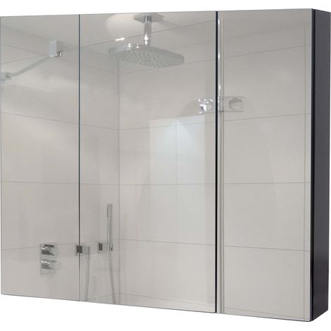 Mobiletto da bagno moderno con specchio e vano contenitore 70 x 80 x 16 cm compensato bianco 040010332
