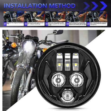 Stück 5,75 Zoll Motorrad-LED-Scheinwerfer-Projektorscheinwerfer mit superweitem Abstrahlwinkel (1/5)