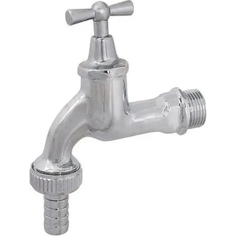 JS Grifo de jardín con racor de manguera metálico, con parte superior de palanca, pesado, 3/4'', cromo pulido, 0017282050001